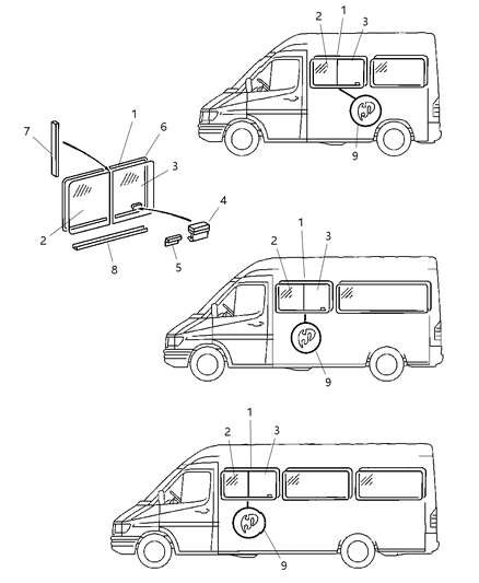 2003 Dodge Sprinter 2500 Vent Weatherstrip Diagram for 5134055AA
