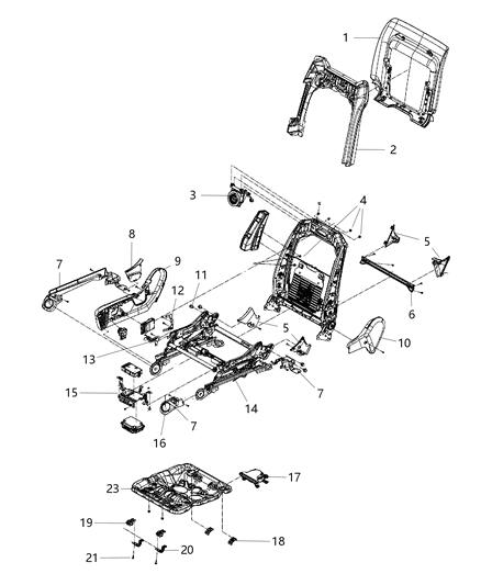 2020 Dodge Durango Adjusters, Recliners, Shields And Risers - Passenger Seat Diagram 2 - Thumbnail