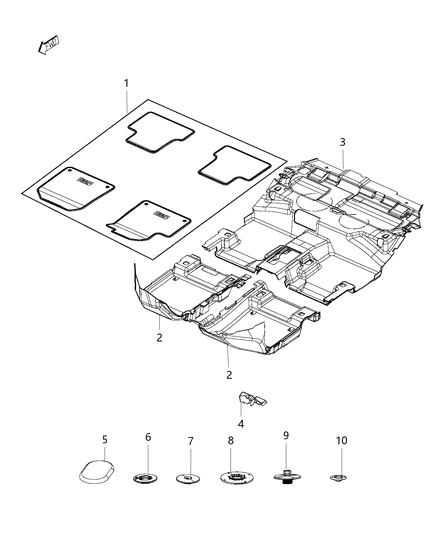 2018 Jeep Compass Carpet, Complete Diagram