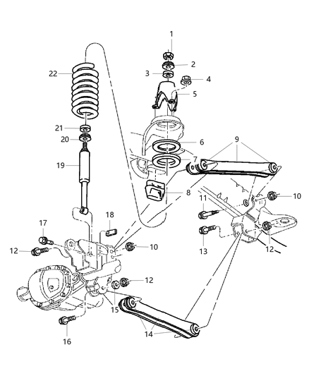2000 Dodge Ram 2500 Regular Cab Upper And Lower Control Arms, Springs And Shocks - Front Diagram 2 - Thumbnail