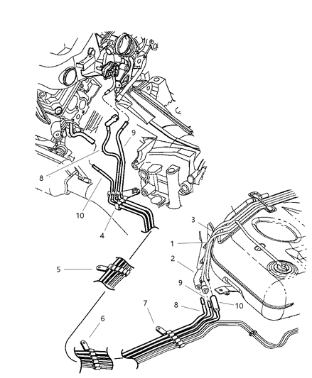 1999 Chrysler Concorde Clip Fuel Line Diagram for 5010228AA