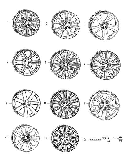 2014 Chrysler 300 Lock Kit Wheel [Xjr] Diagram for 82212567