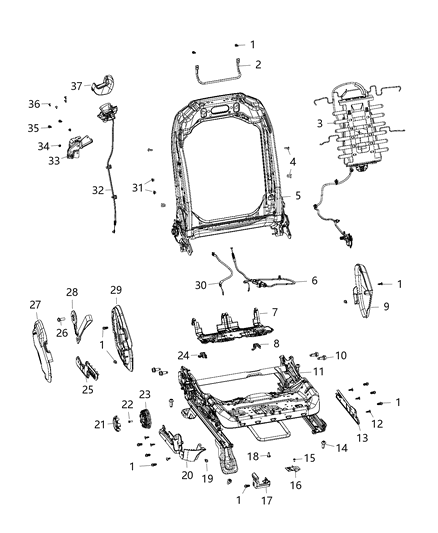 2021 Jeep Wrangler Adjusters, Recliners, Shields And Risers - Driver Seat Diagram 3 - Thumbnail