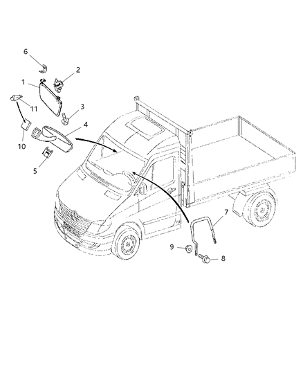 2008 Dodge Sprinter 3500 Sun Visor & Inside Mirror Diagram 1 - Thumbnail
