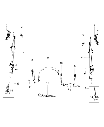 2019 Ram 2500 Seat Belts, First Row Diagram 2 - Thumbnail