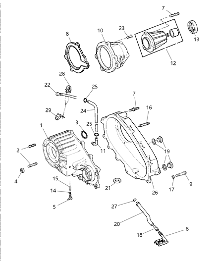 2004 Dodge Dakota Case & Related Parts of Transfer Case Model Diagram 1 - Thumbnail