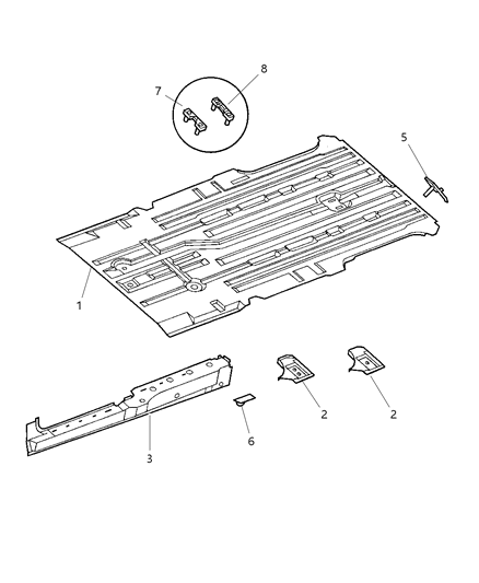 1999 Chrysler Town & Country Floor Pan Diagram for 5012644AB