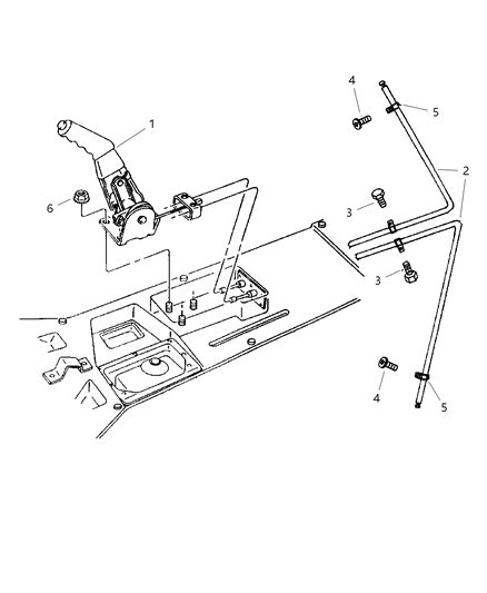 1997 Dodge Viper Lever Assembly & Cables Parking Brake Diagram