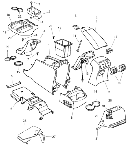 1999 Dodge Durango Knob Diagram for 5003986AA