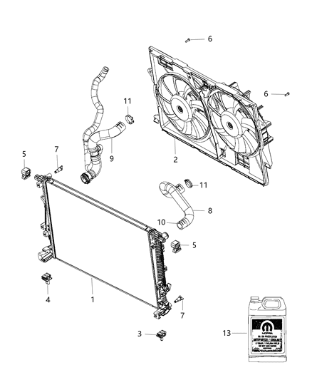 2015 Jeep Cherokee Radiator Engine Cooling Diagram for 68229290AB