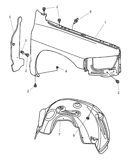2002 Dodge Ram 1500 Front Fender Diagram