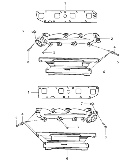 2008 Dodge Ram 3500 Cab Chassis Exhaust Manifold And Heat Shields Diagram 1 - Thumbnail