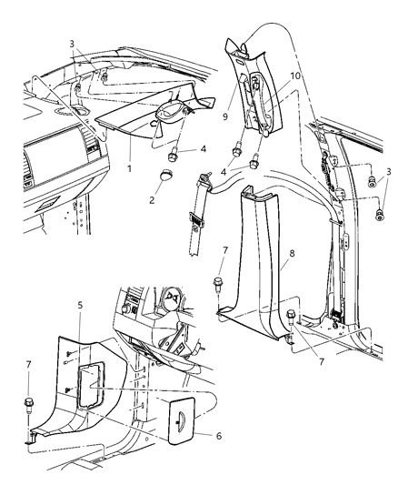 2007 Chrysler Aspen Trim Panels Diagram 1 - Thumbnail