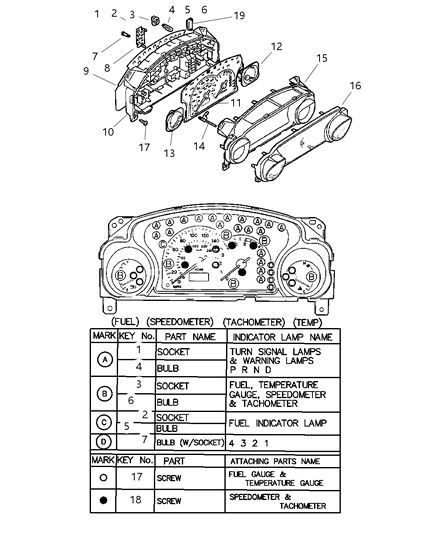 2002 Chrysler Sebring Bulb Diagram for MR471775
