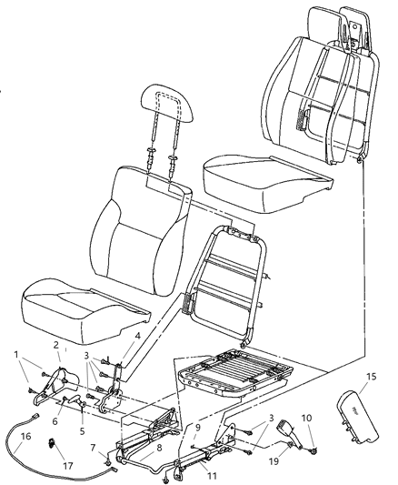 2005 Dodge Neon Adjust Handle Diagram for 5093210AA