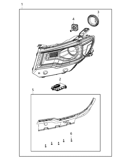 2021 Jeep Compass Parts, Headlamp Service Diagram 2 - Thumbnail
