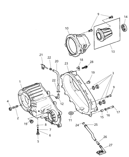 2002 Dodge Dakota Case & Related Parts of Transfer Case Model Diagram 3 - Thumbnail