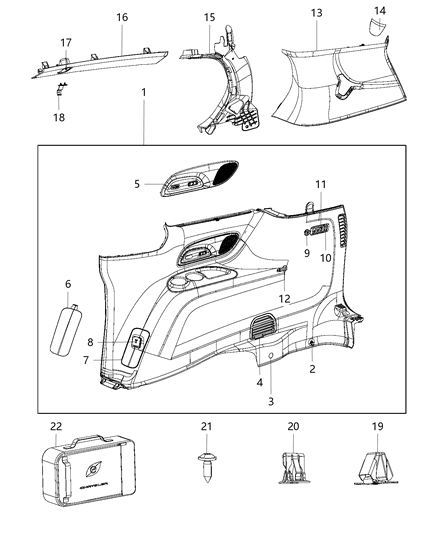 2020 Chrysler Pacifica Seat Switch, Rear Passenger Side Diagram for 68234024AA