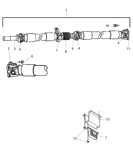 2007 Dodge Ram 3500 Cab Chassis Propeller Shaft - Rear Diagram 2 - Thumbnail