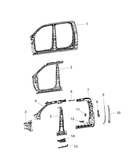 2019 Ram 1500 New Style Front Aperture Panel Crew Cab Diagram