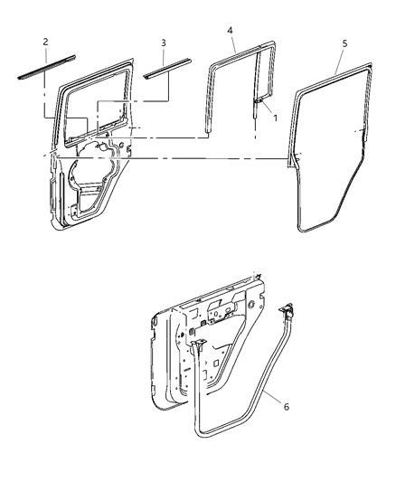 2010 Jeep Wrangler Seal Rear Door Secondary Seal (Foam) Diagram for 55397447AA