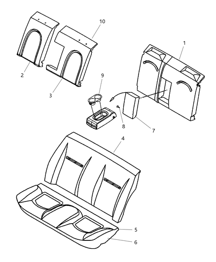 2002 Chrysler 300M Armrest Rear Seat Center Diagram for TB871D2AA