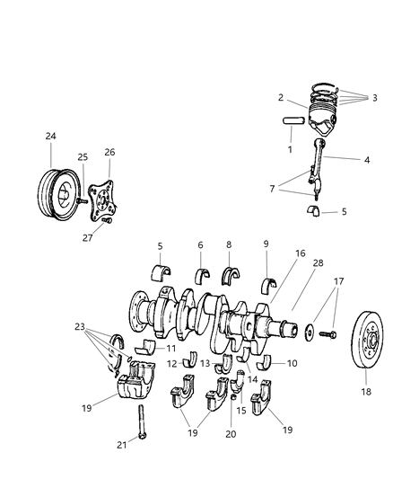 2000 Dodge Ram Van Crankshaft , Piston & Torque Converter Diagram 1 - Thumbnail
