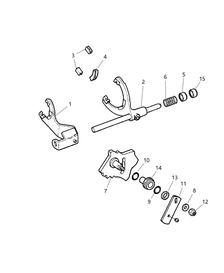 2002 Dodge Ram 1500 Fork Transfer Case Mode Shift Includes Items 11, 12 Diagram for 5080158AA