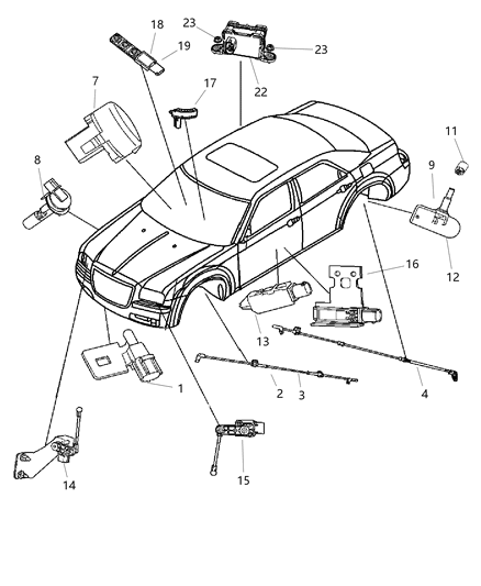 2006 Dodge Magnum Sensor Dynamics Lateral Acceleration And Yaw Rate Diagram for 4606671AB