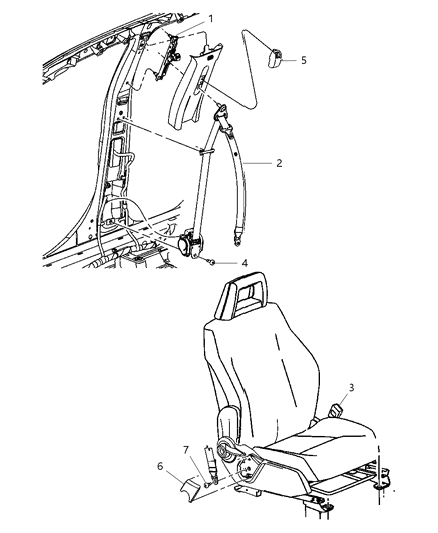 2008 Jeep Compass Seat Belt Front Outer Diagram for 1BR851DVAA