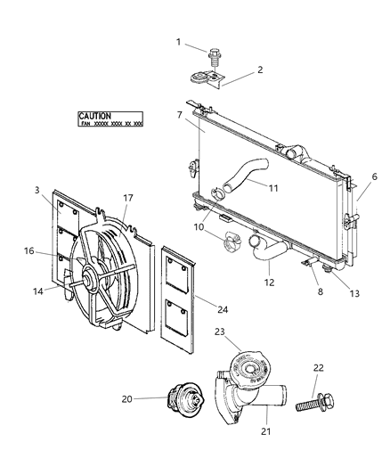 1999 Dodge Neon Radiator Upper Bracket Diagram for 4546950