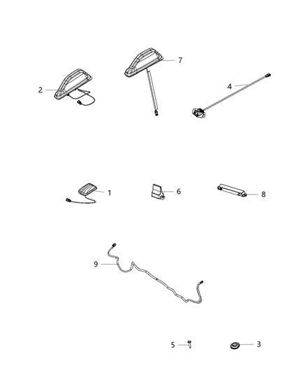 2020 Ram 3500 Pickup Antenna, Radio, Satellite, GPS and Cellular Diagram
