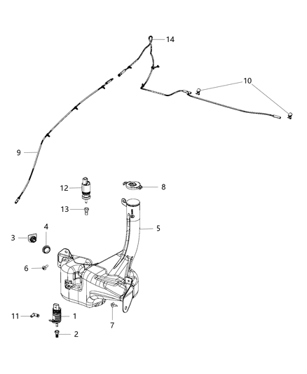 2016 Chrysler 300 Washer Hose, Front Diagram for 68057739AF