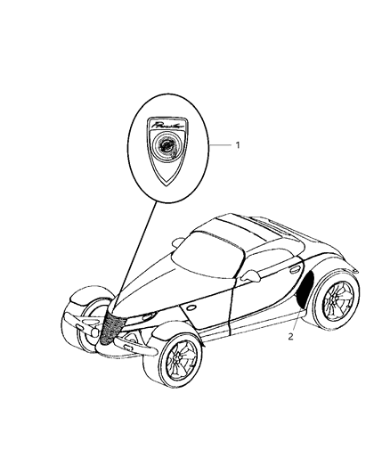 2002 Chrysler Prowler Hood Ornament Diagram for UW47VXTAA
