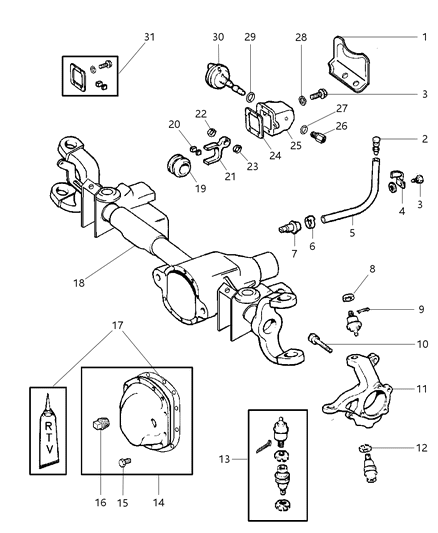 2001 Dodge Ram 1500 Ball Joints, Front Diagram for 5017061AA