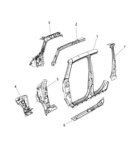 2020 Jeep Renegade Aperture Panel, Outer Passenger Side Diagram for 68263326AA