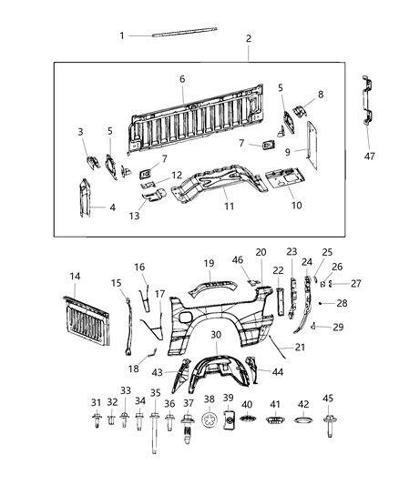 2021 Ram 1500 Hinge Bolt, Front Diagram for 6104388AA
