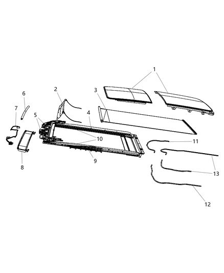 2011 Chrysler 300 Sunroof Glass & Component Parts Diagram 1 - Thumbnail