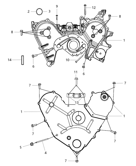 2008 Dodge Grand Caravan Cover Timing Case Diagram for 4892136AB