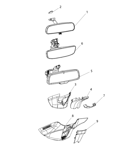 2019 Ram 3500 Pickup Mirror - Inside Rearview Diagram