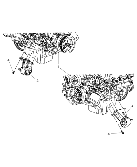 2006 Dodge Durango Mounts, Front Diagram 1 - Thumbnail
