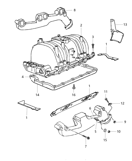 1999 Dodge Durango Manifold - Intake & Exhaust Diagram 2 - Thumbnail