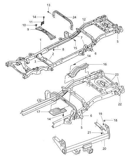 2001 Dodge Dakota Bracket Spring Rear Hanger Diagram for 52019973