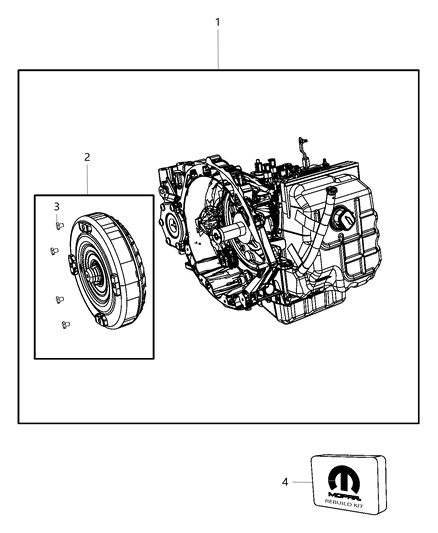 2008 Chrysler Pacifica Transmission Kit With Torque Converter Diagram for 68037280AB