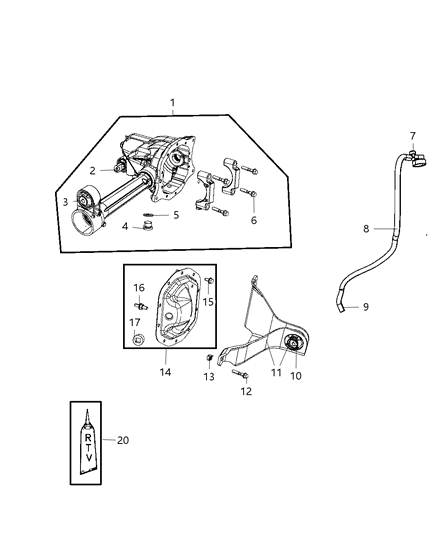 2011 Jeep Liberty Housing & Vent of Front Axle; Differential And Drive Line Diagram