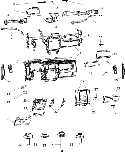 2009 Dodge Ram 1500 Mat Cup Holder Diagram for 1EB17DX9AA