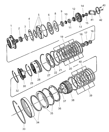2007 Chrysler Pacifica Gear Package Output & Transfer Shaft, Items #1-13 Diagram for 4773275AC