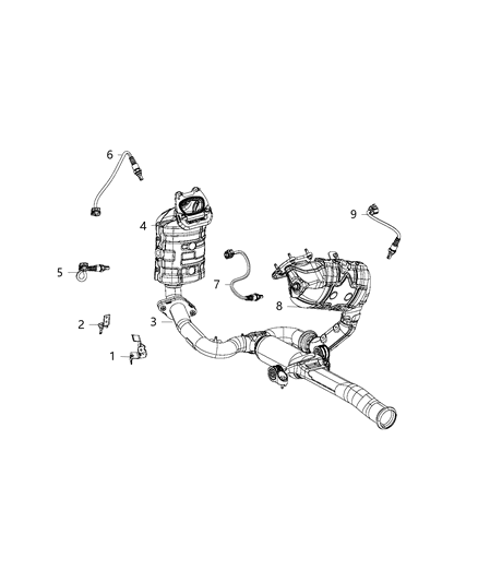 2020 Chrysler Pacifica Rear Oxygen Sensor Bracket Diagram for 68229566AB