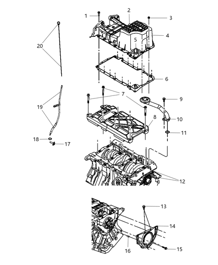 2010 Chrysler 300 Engine Oil Pan & Engine Oil Level Indicator & Related Parts Diagram 2 - Thumbnail