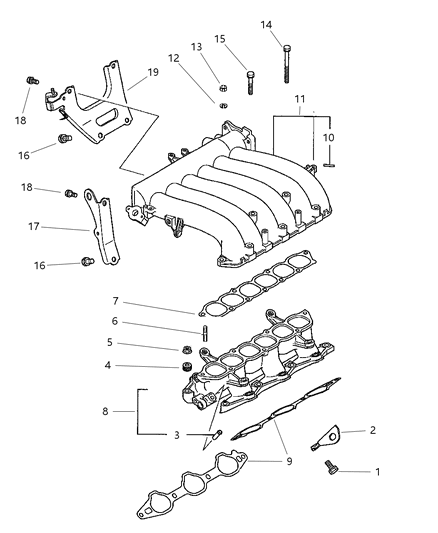 1997 Dodge Avenger Manifolds - Intake & Exhaust Diagram 4 - Thumbnail